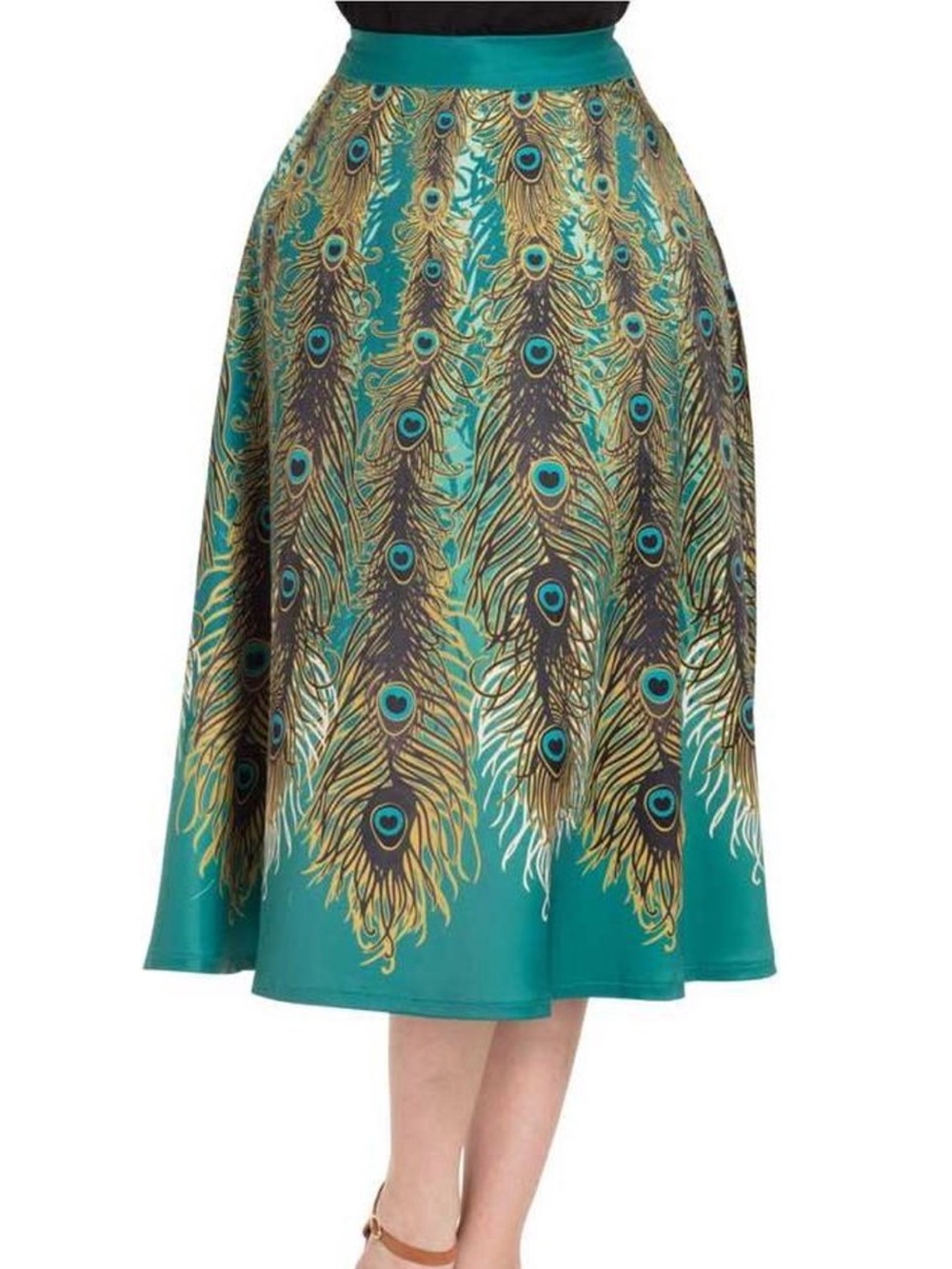 Teal Peacock Print Women’s Skirt- Voodoo Vixen